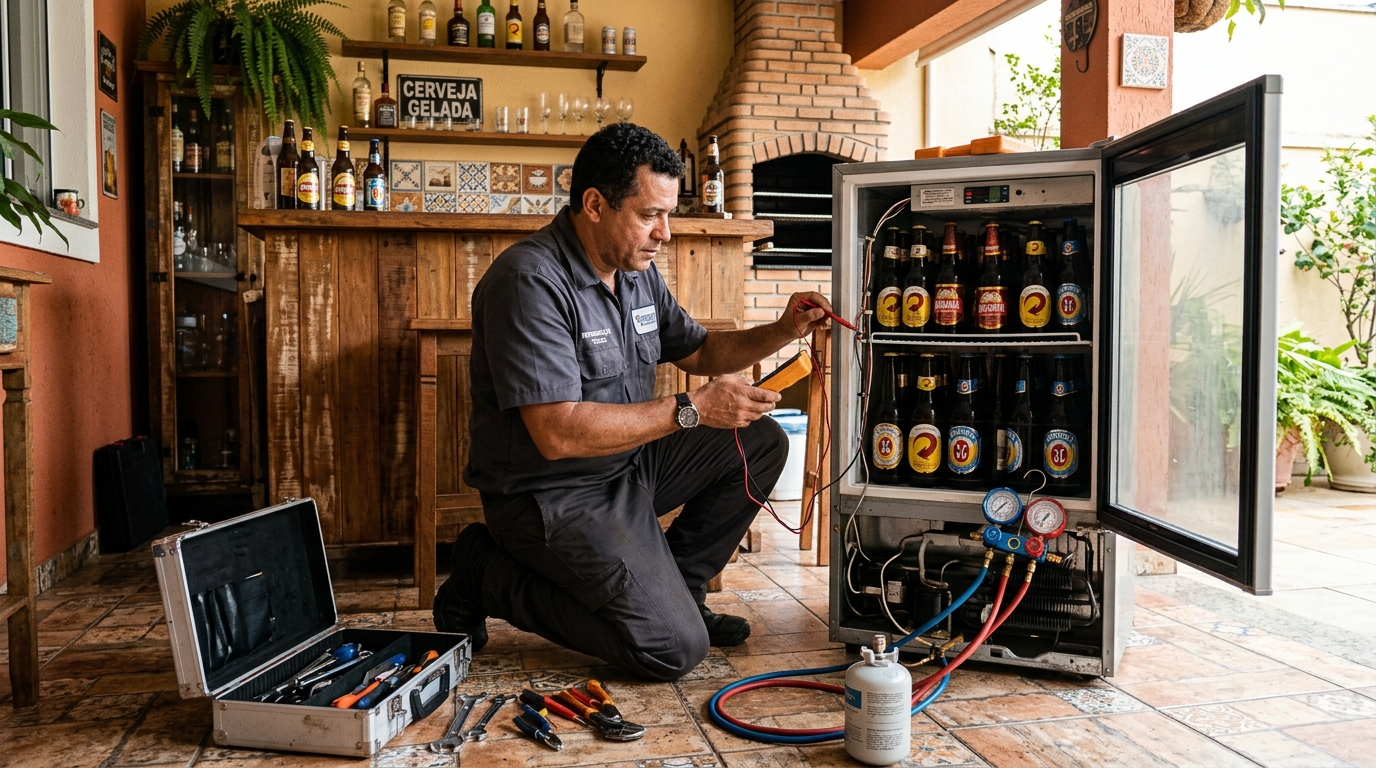 Aplicação de gás refrigerante em cervejeira atendida em Guarapari‑ES